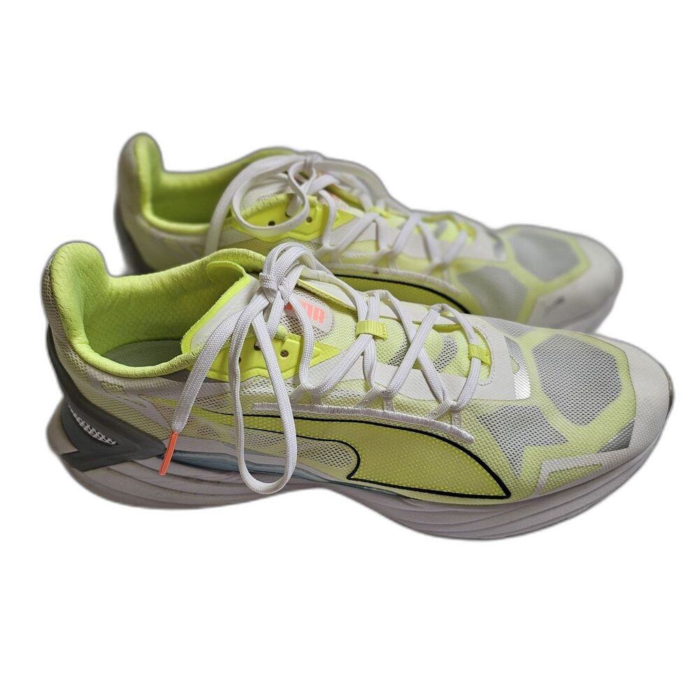PUMA UltraRide Running Shoes White Fizzy Yellow Men's Size 12